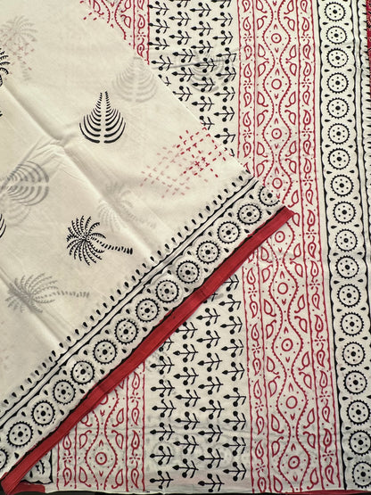 White Pure Cotton Saree