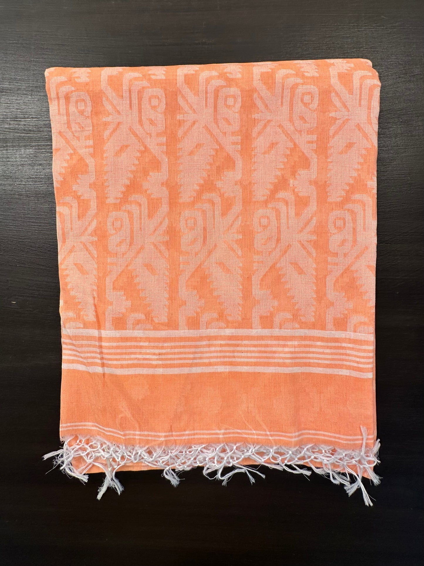 Peach Bengal Pure Cotton Saree