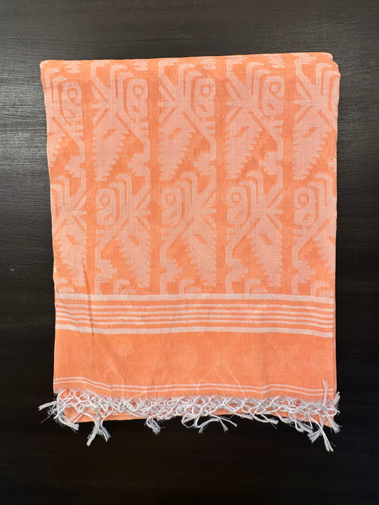 Peach Bengal Pure Cotton Saree