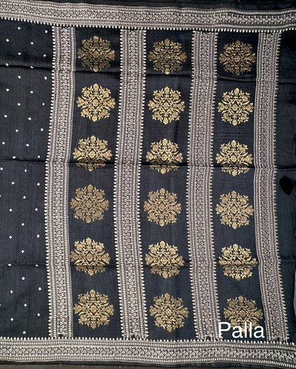 Black Muga Silk Saree