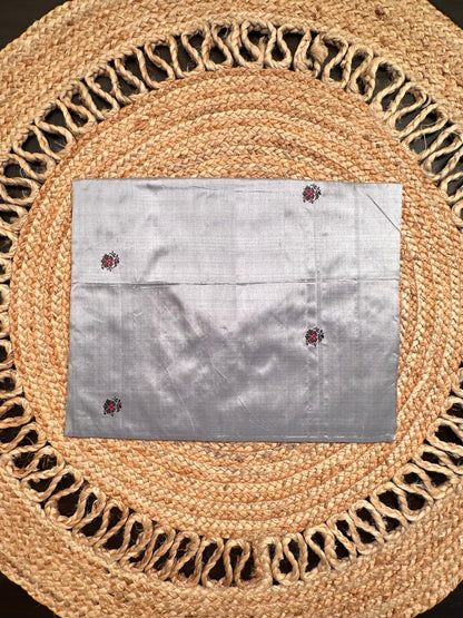 Grey Pure Silk Saree Bag With Pouch