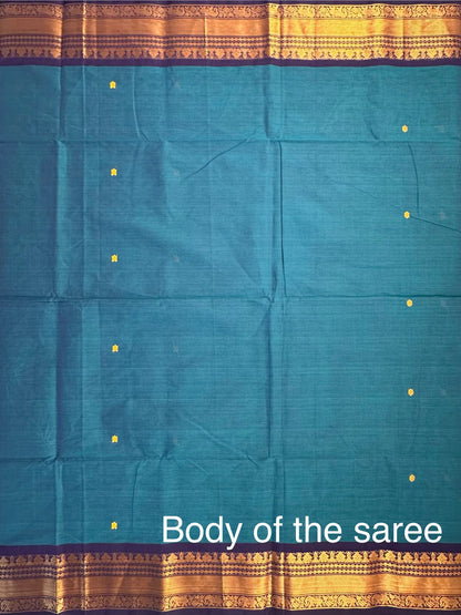Teal Blue Narayanpet Cotton Saree