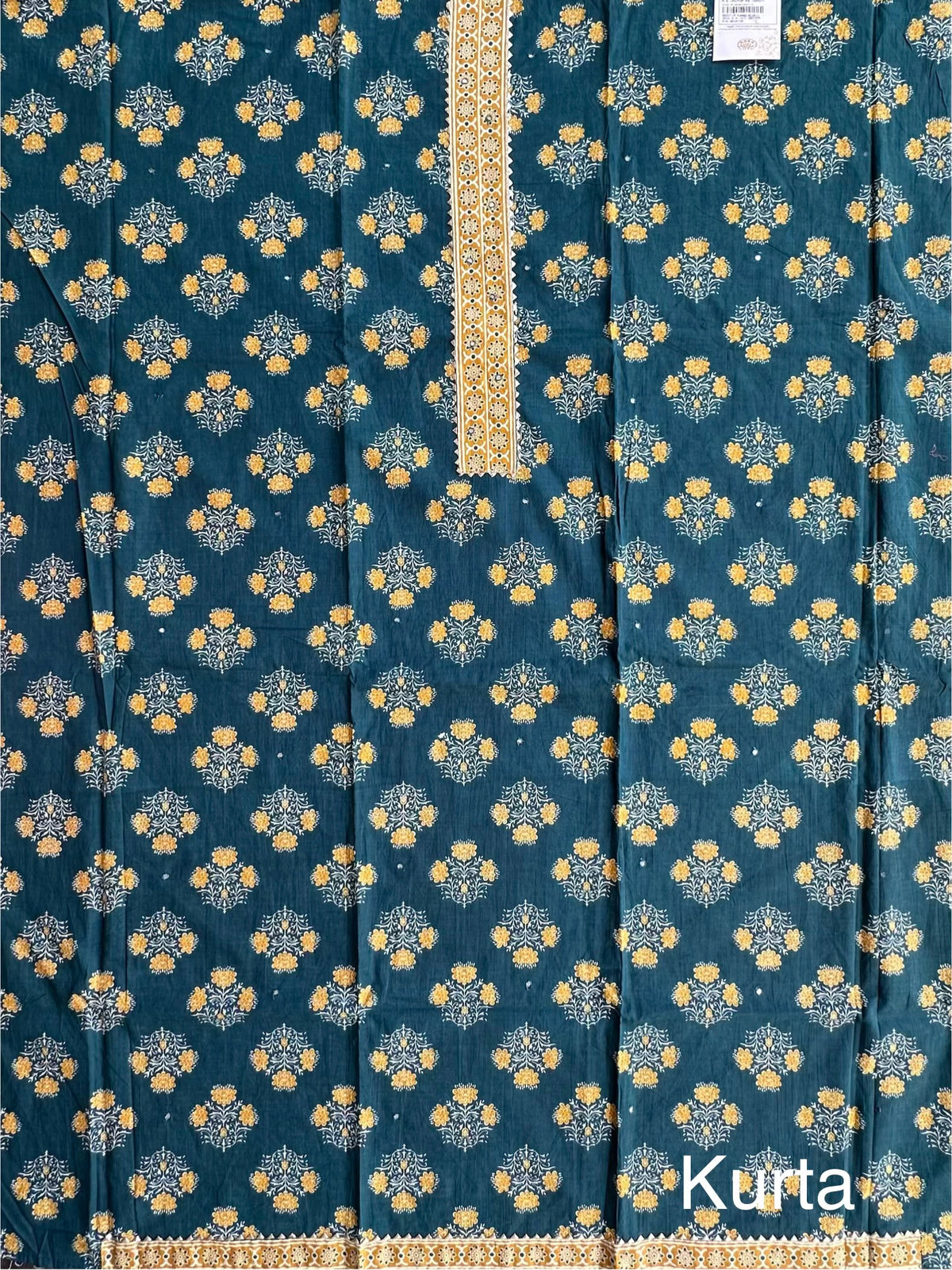 Teal Blue Jaipuri Necktie Cotton 3-Piece Suit