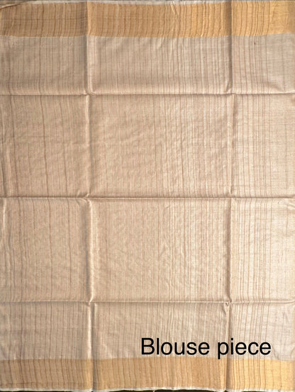 Beige Handloom Tussar Silk Saree