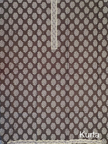 Brown Jaipuri Necktie Cotton 3-Piece Suit