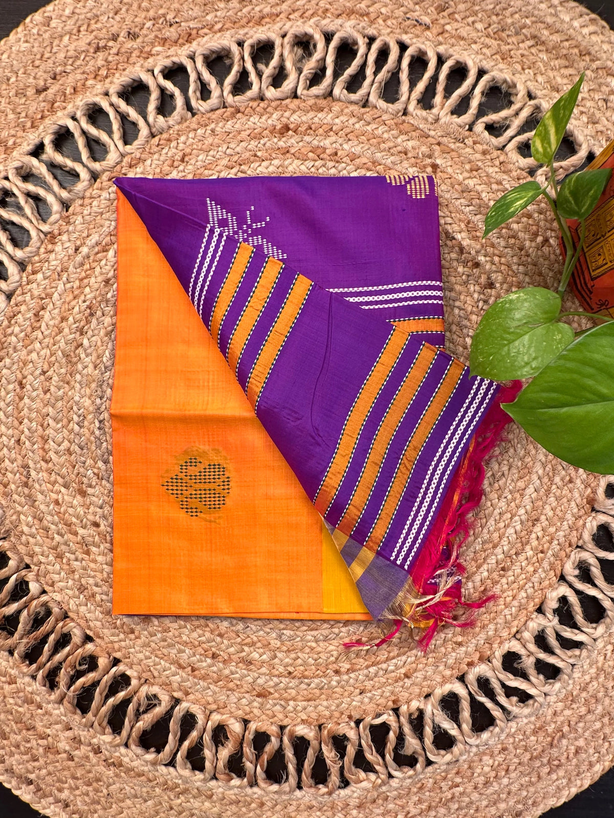 Mustard-Purple Assam Resham Weave Pure Silk Saree