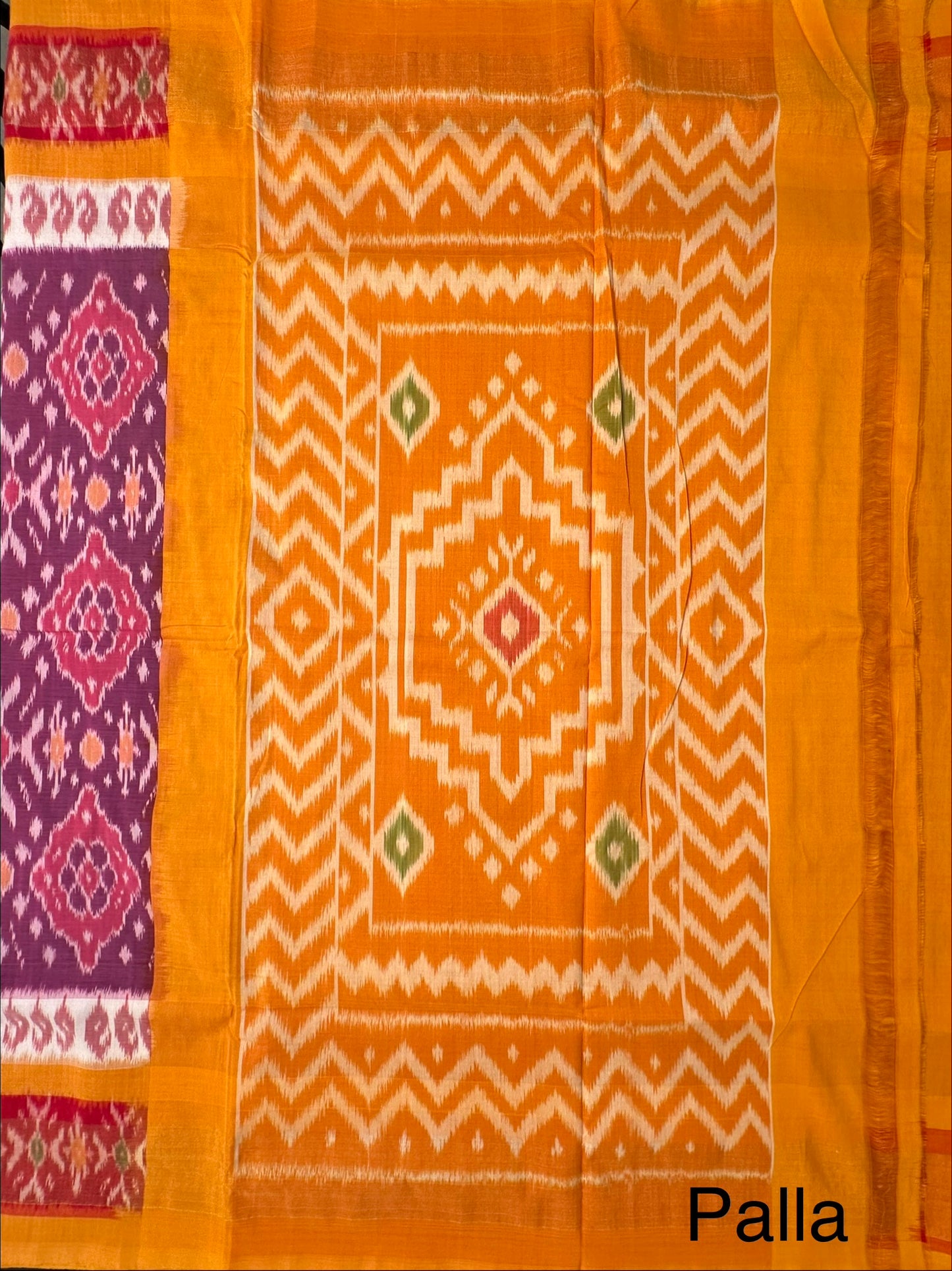 Purple-Mustard Ikkat Cotton Saree