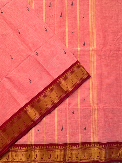 Pink Narayanpet Cotton Saree
