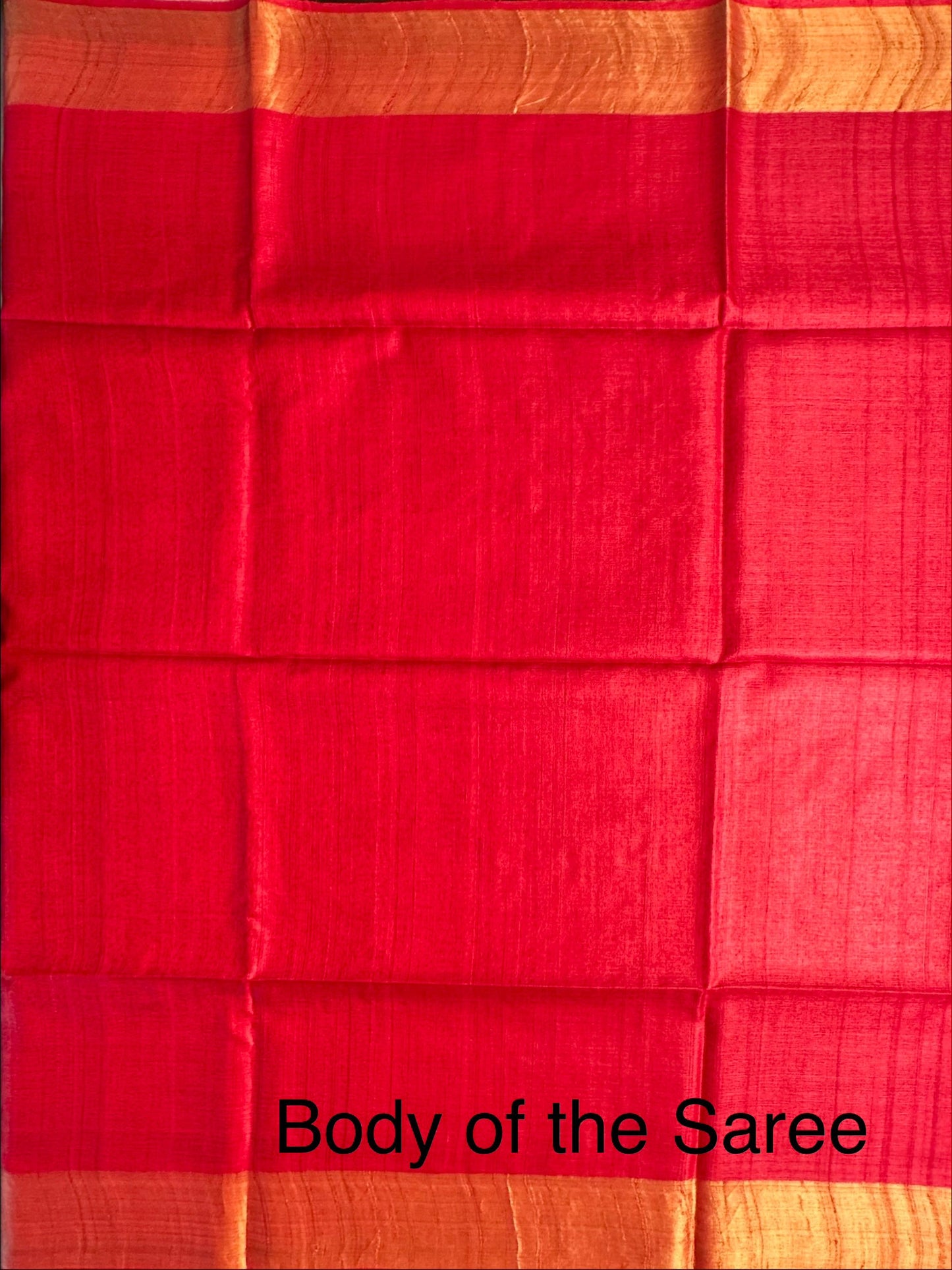Red-Peach Handloom Tussar Silk Saree