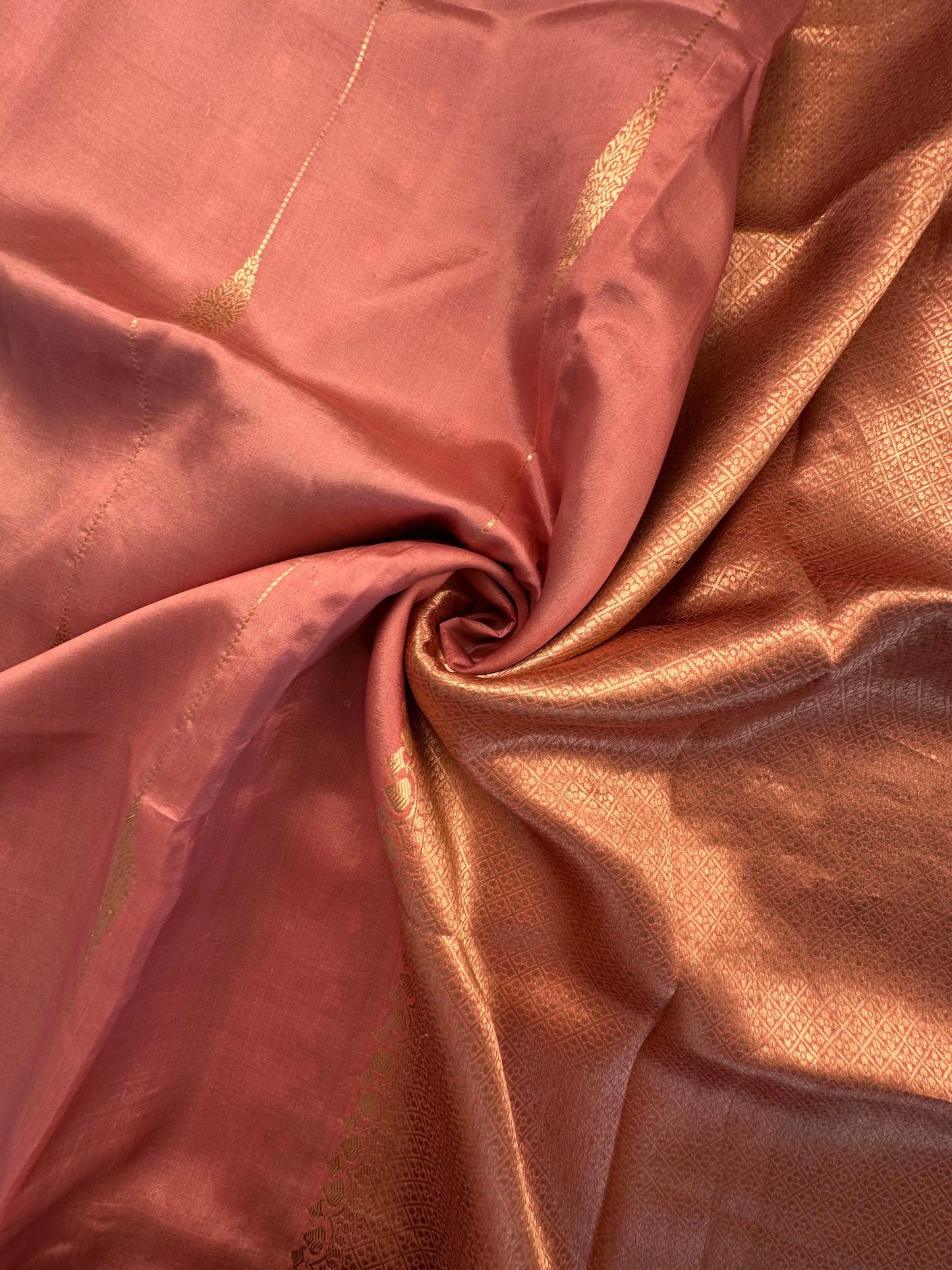 Dusky Pink-Grey-Sage Green Vedika Banarasi Pure Silk Saree