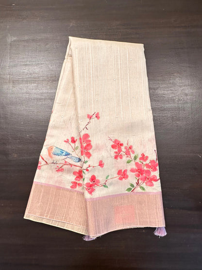 Beige-Mauve Diraa Tissue Saree