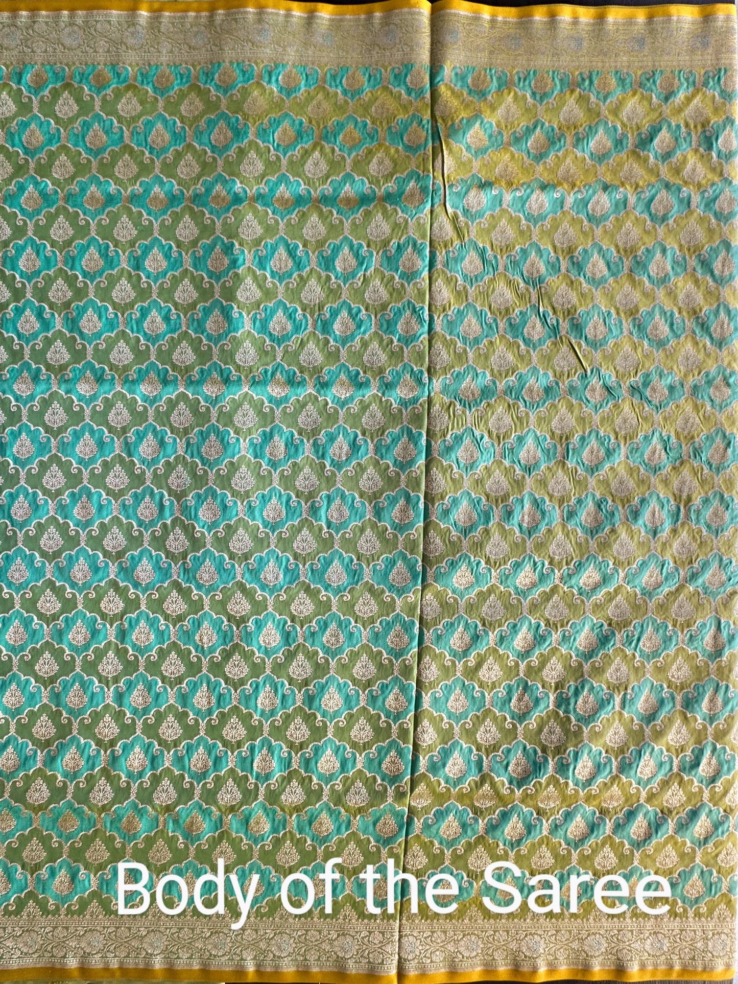 Sea Green-P.Green Banarasi Rangkaat Blended Silk Saree