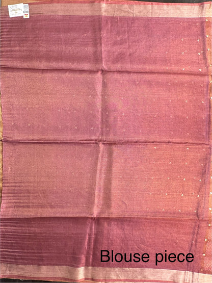 Purple Emboss Pure Tissue Silk Saree