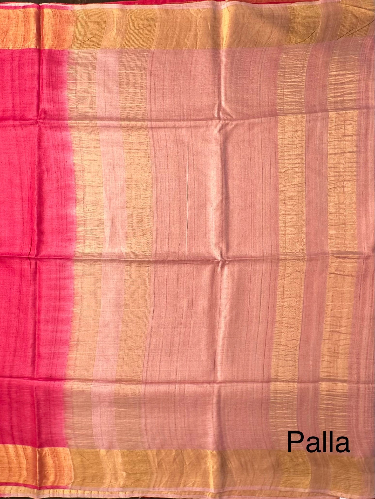 Rani-Pink Handloom Tussar Silk Saree