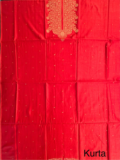 Red Handloom Chanderi Suit