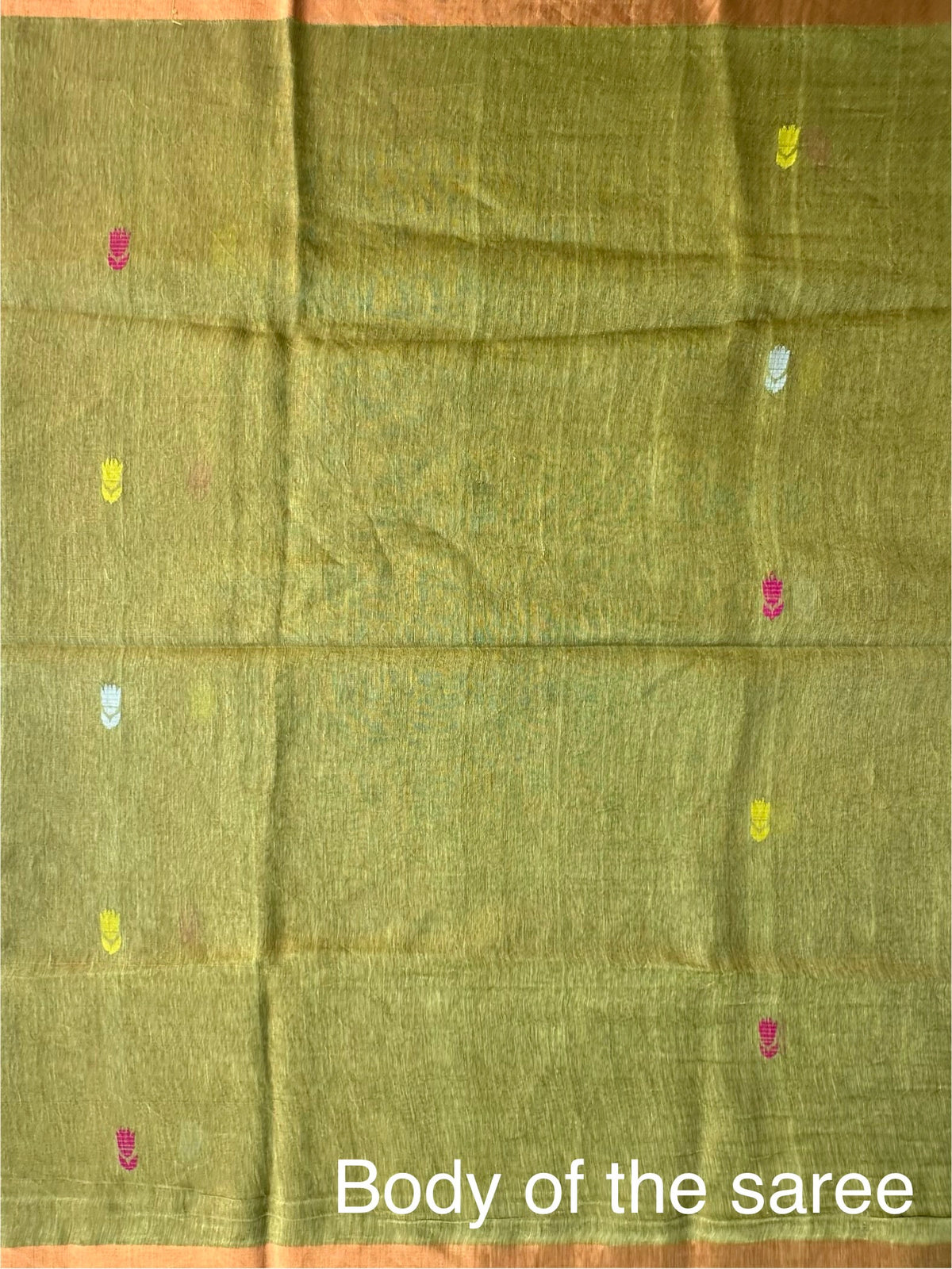 Green Fancy Cotton Tissue Saree ( Linen Texture)