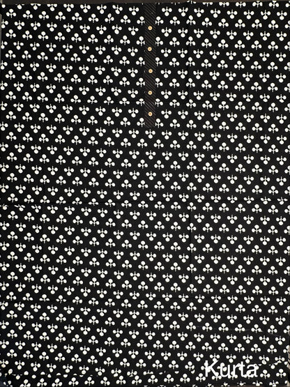 Black Jaipuri Cotton 3-Piece Suit