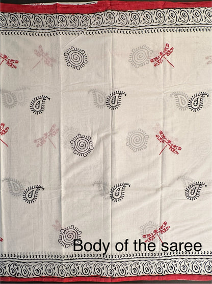White Pure Cotton Saree