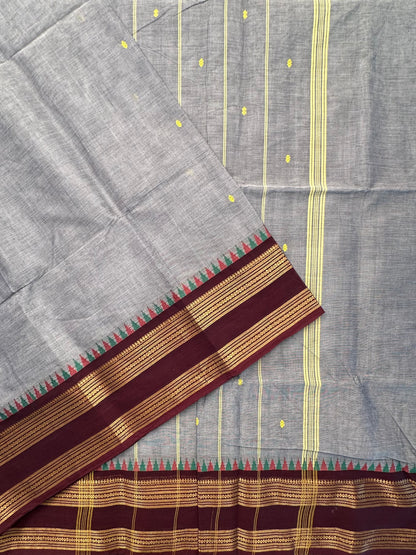 Grey Narayanpet Cotton Saree