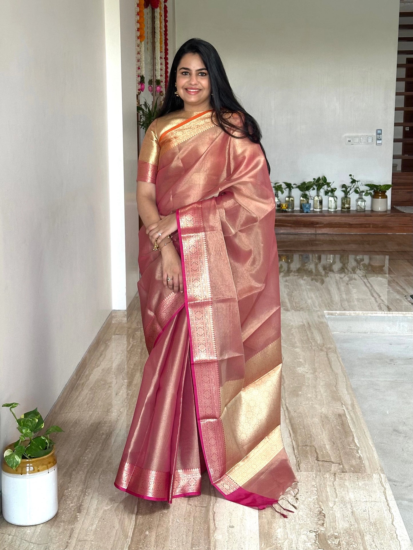 Dusky Pink Amrit Tissue Saree