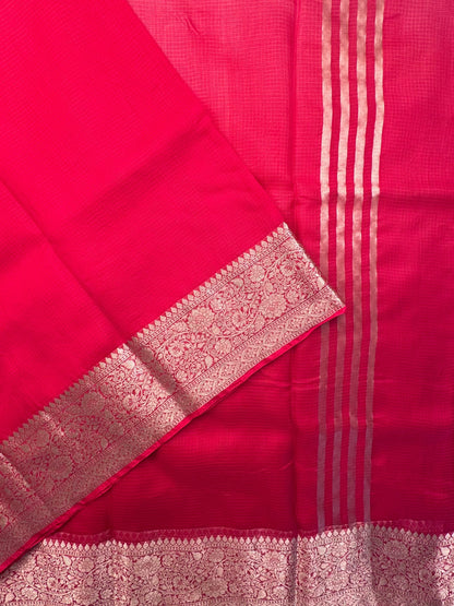 Shaded Red Pure Kota Doria Silk Saree
