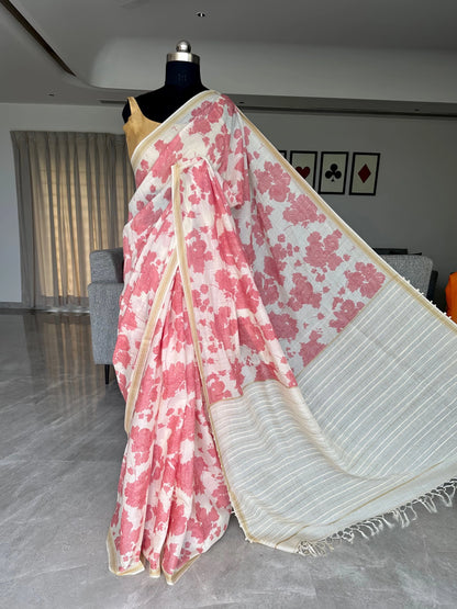 Mul Flora Cotton Silk Saree