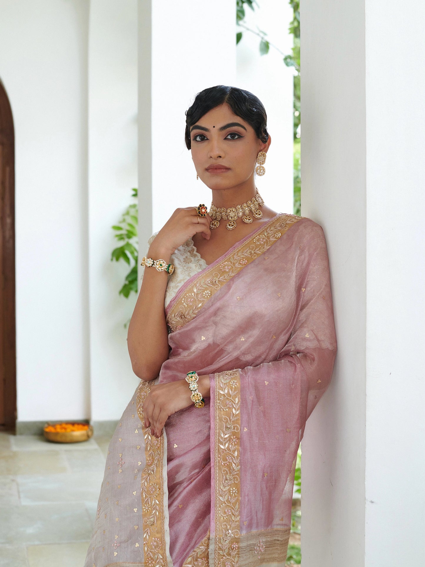 Pure Tissue Saree With Work