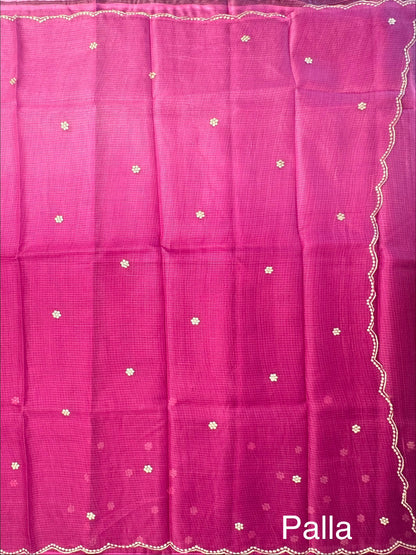 Magenta Purple Gitika Kota Doria Pure Silk Saree