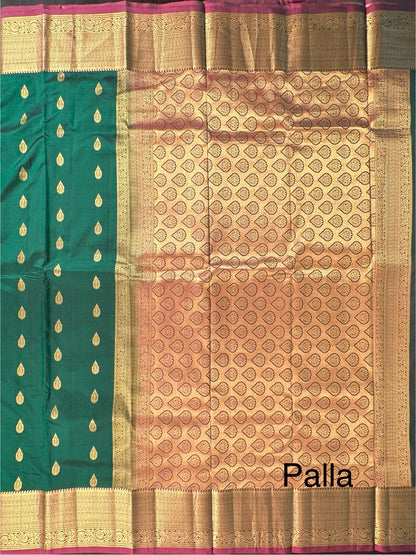 B. Green  Pondicherry Handloom Pure Silk Saree
