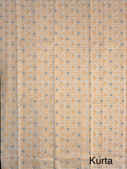 Yellow Jacquard Unstitched Cotton Suit