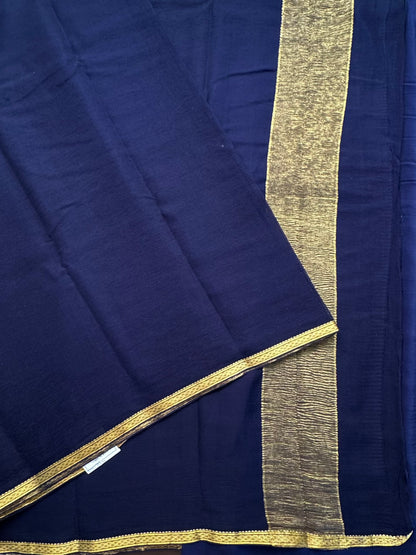 Navy Blue Pure Chiffon Saree