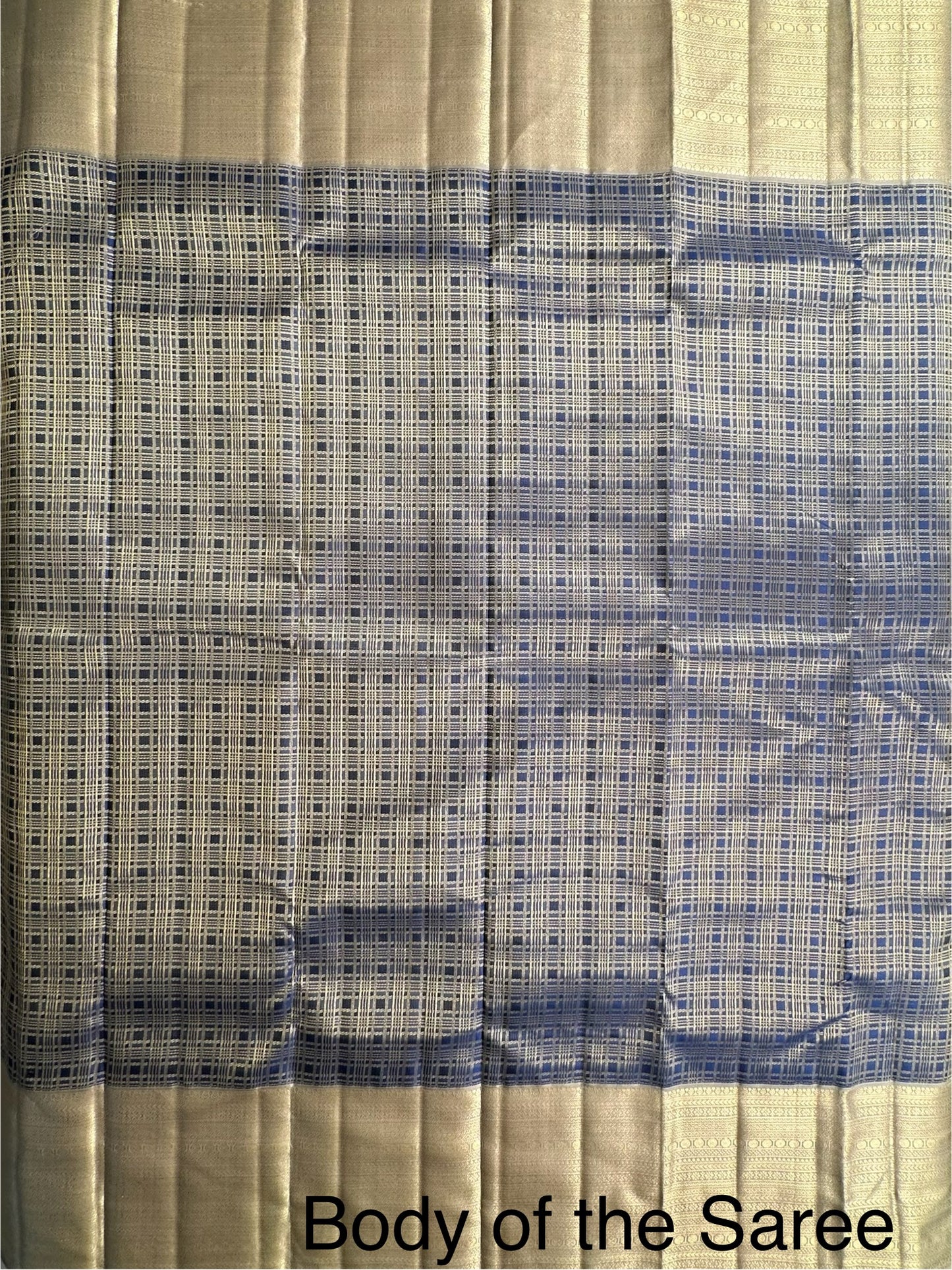 Blue-Beige  Handloom Kanjivaram Jamawar Pure Silk Saree