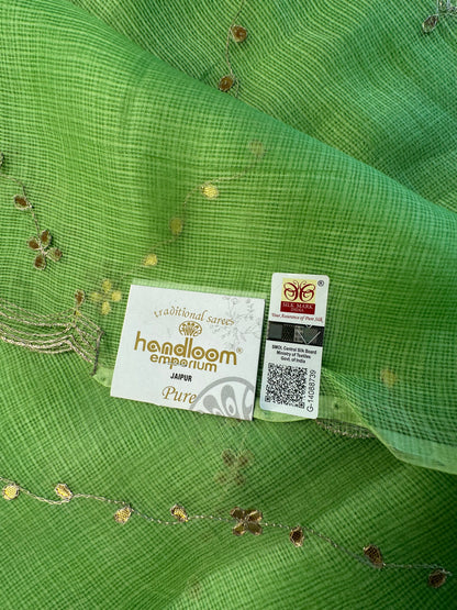 Kota Doria Pure Silk Saree With Gota Patti Work