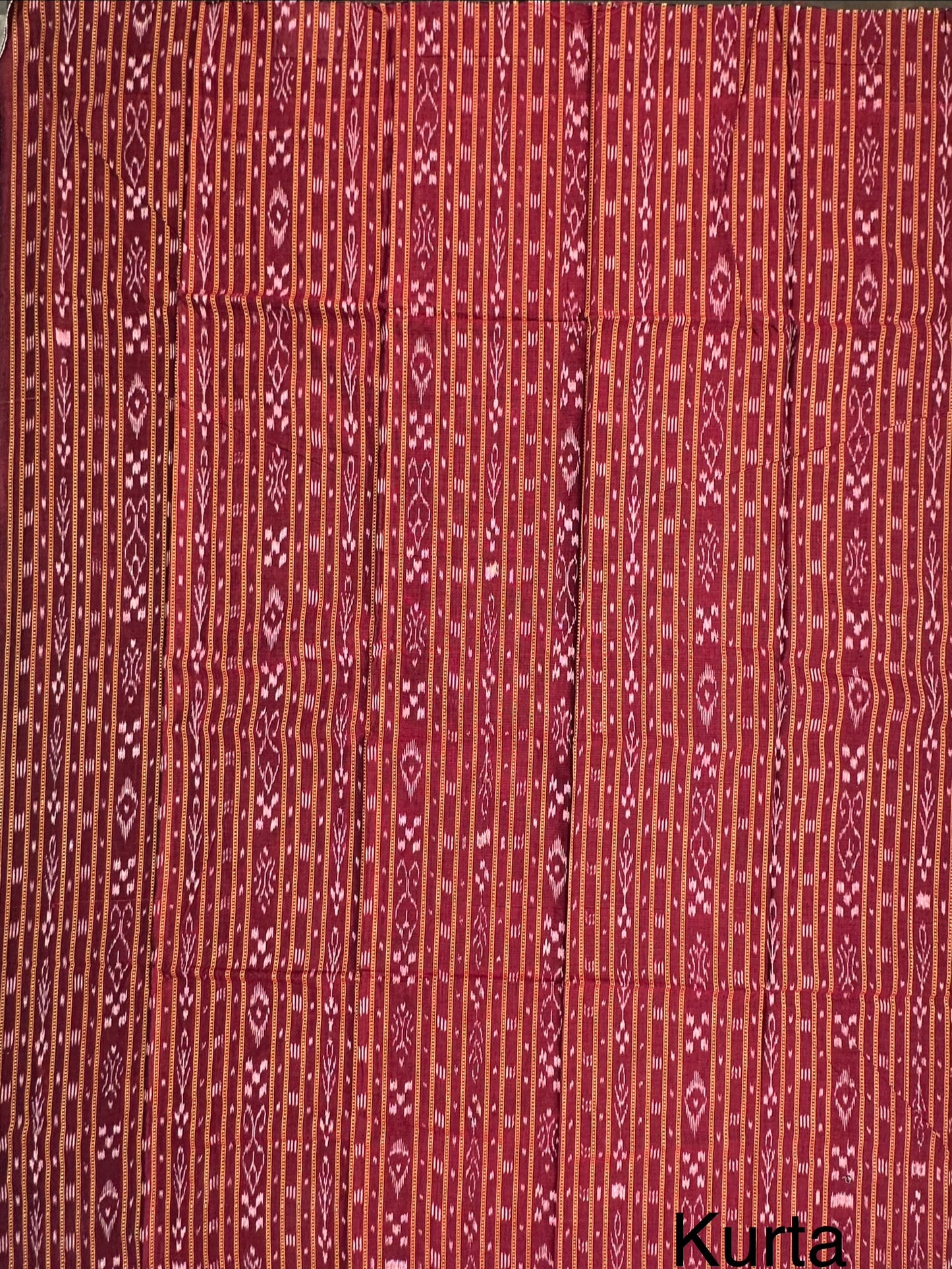 Maroon Sambhalpuri Ikkat Handloom Cotton  3-Piece Suit