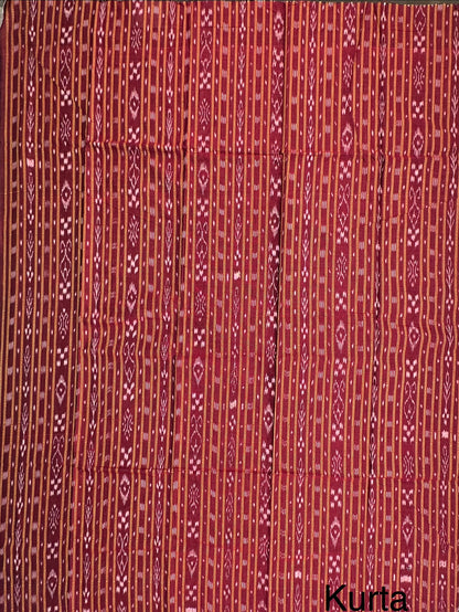 Maroon Sambhalpuri Ikkat Handloom Cotton  3-Piece Suit