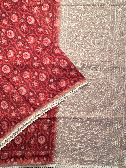 Red-Beige Dhara Chanderi Saree
