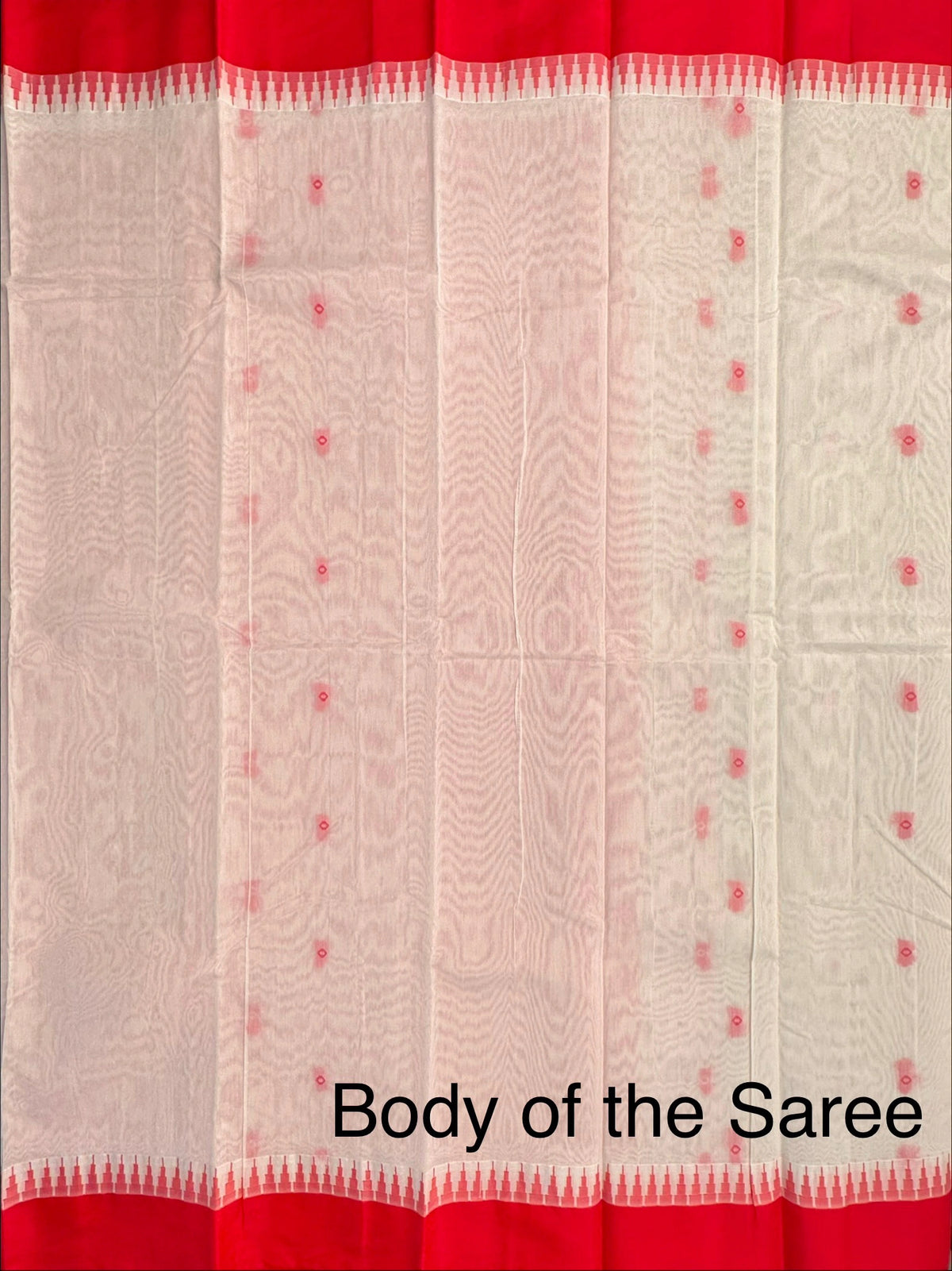 Off White-Red Doodh Aalta Cotton Saree