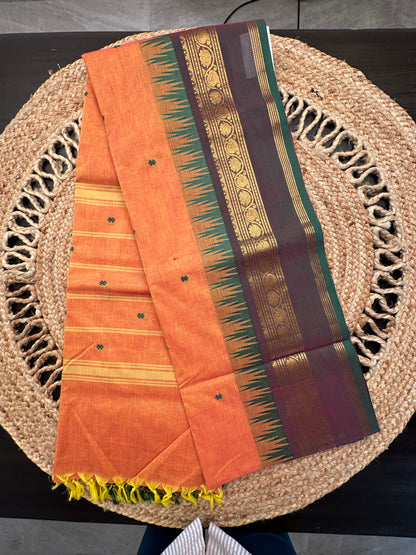 Mustard Narayanpet Cotton Saree