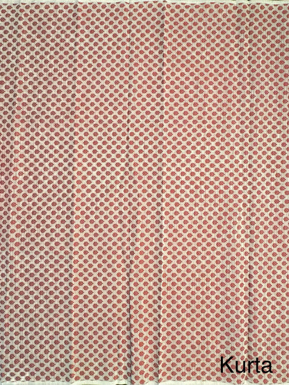 Off White-Maroon Jacquard Unstitched Cotton Suit