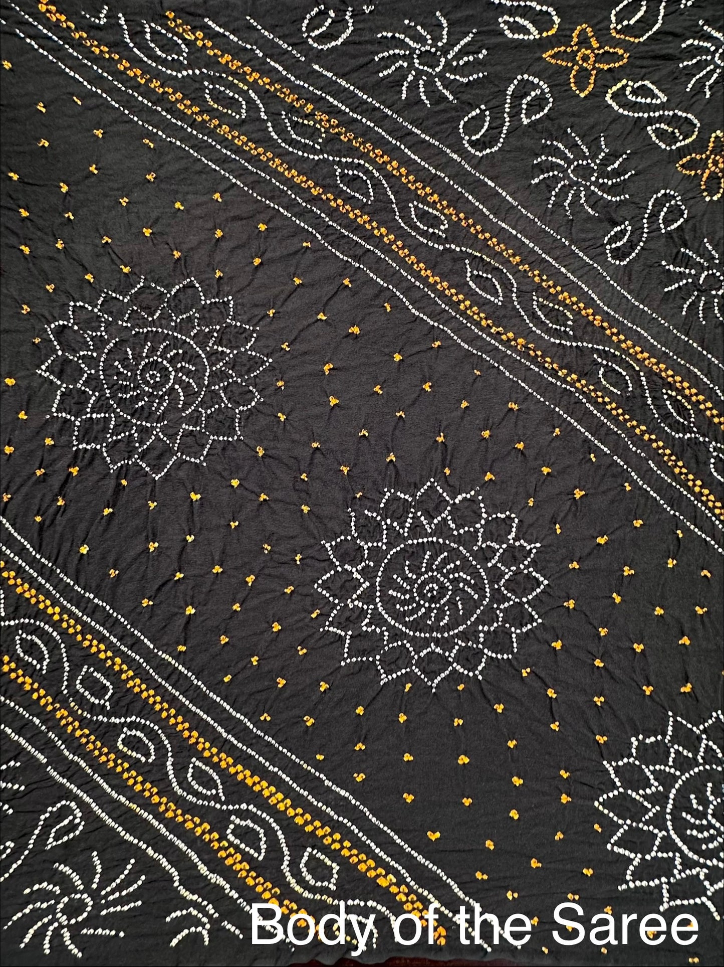 Black Rai Bandhej Chinon Saree with Crepe Blouse