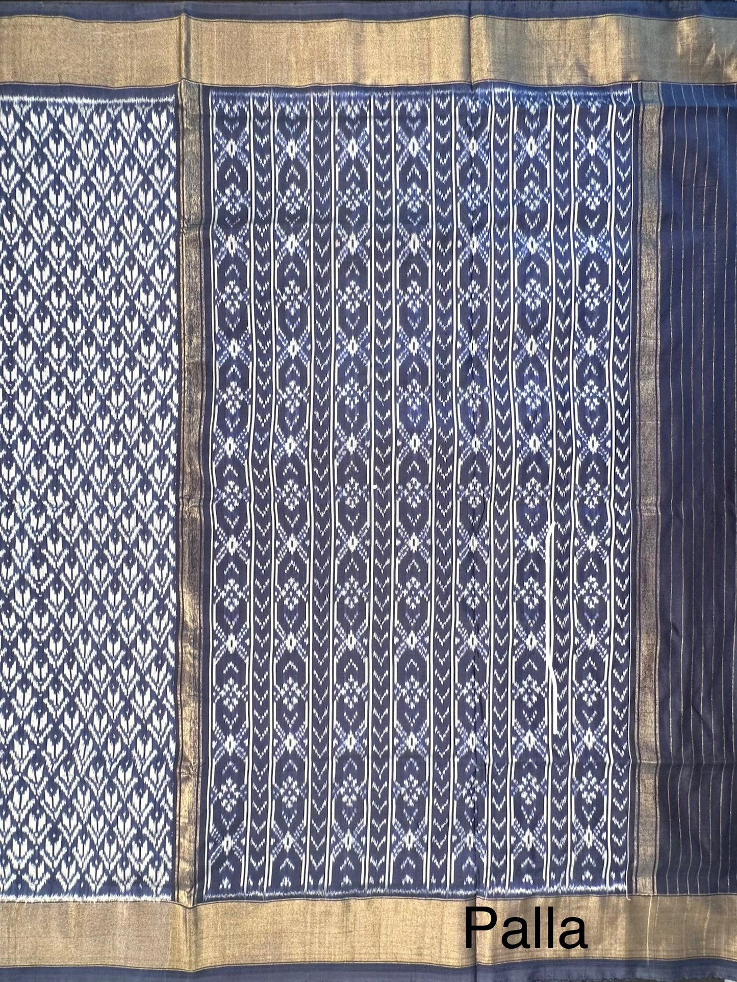 Navy Blue Ikkat Pure Silk Saree