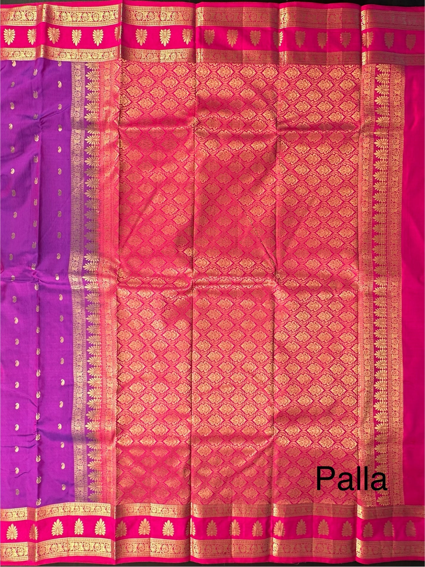 Purple Pondicherry Handloom Pure Silk Saree