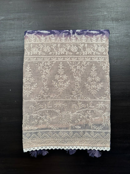 Violet-Beige Dhara Chanderi Saree