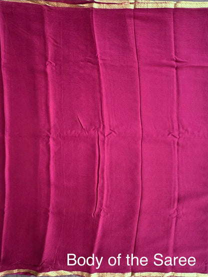 Wine Pure Chiffon Saree
