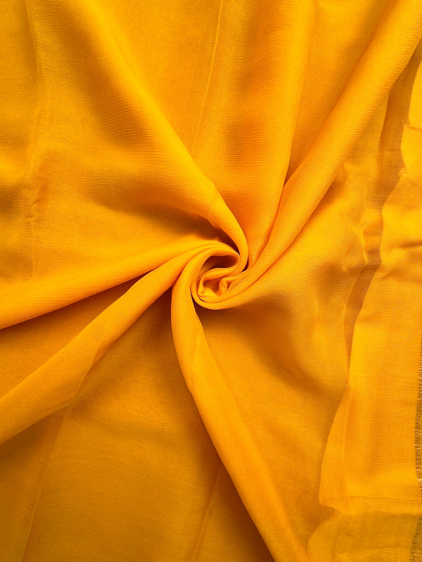 Yellow Pure Chiffon Saree