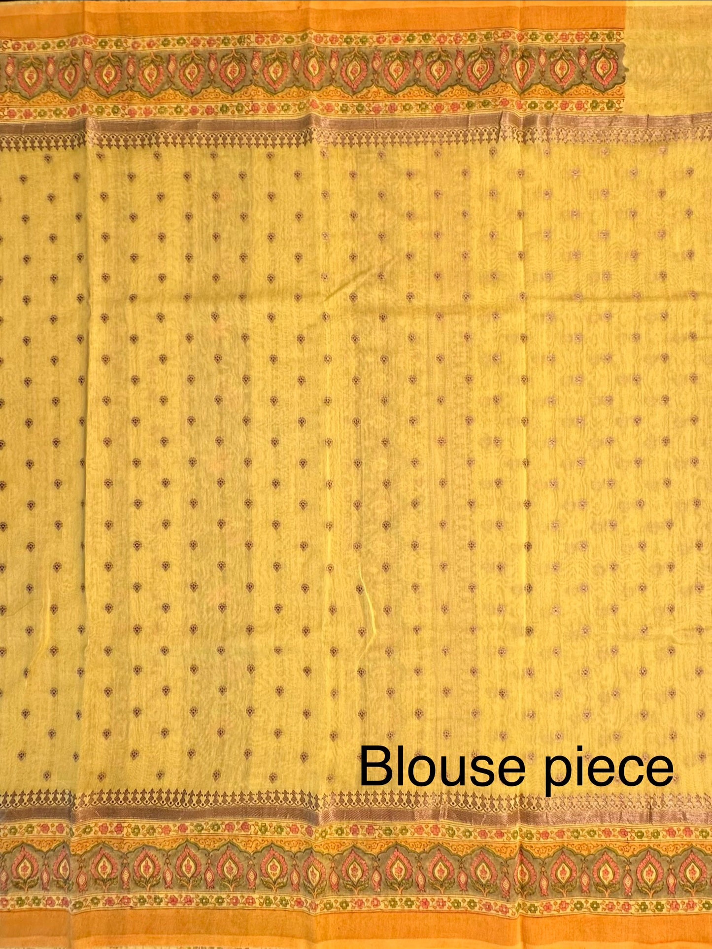 Yellow Chanderi Saree with Hand Block Print