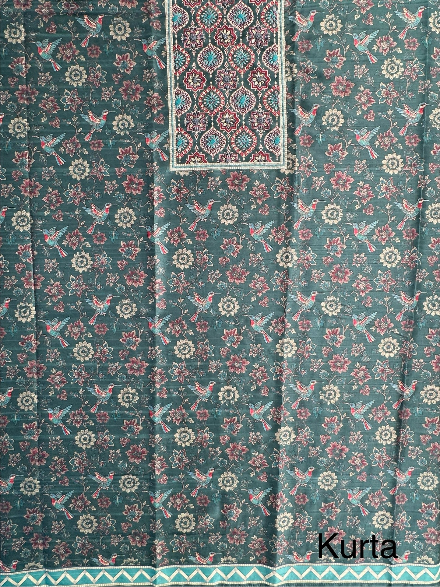 Rama Green Fancy Cotton 3-Piece Suit