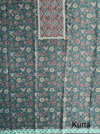 Rama Green Fancy Cotton 3-Piece Suit