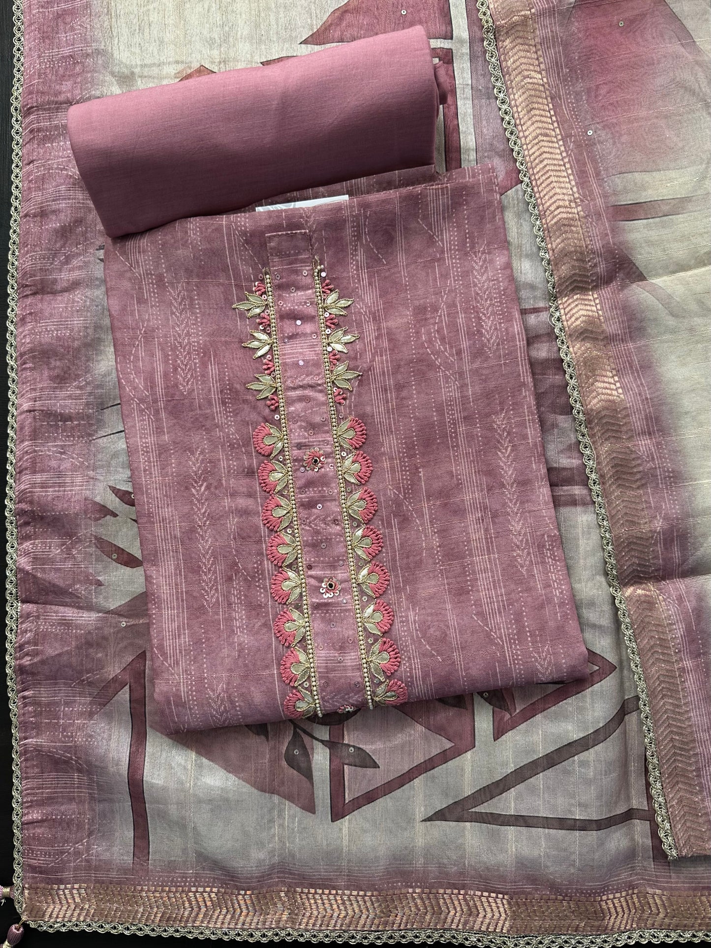 Dusky Pink Fancy Cotton 3-Piece Suit