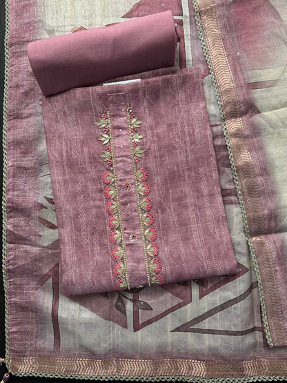 Dusky Pink Fancy Cotton 3-Piece Suit